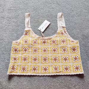 New In Women's Vintage Inspired Crochet Crop Top Size Medium Large Resortwear